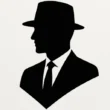 Silhouette d’un homme en costume et chapeau représentant Mister Deep, symbole de réflexion, élégance et discrétion.